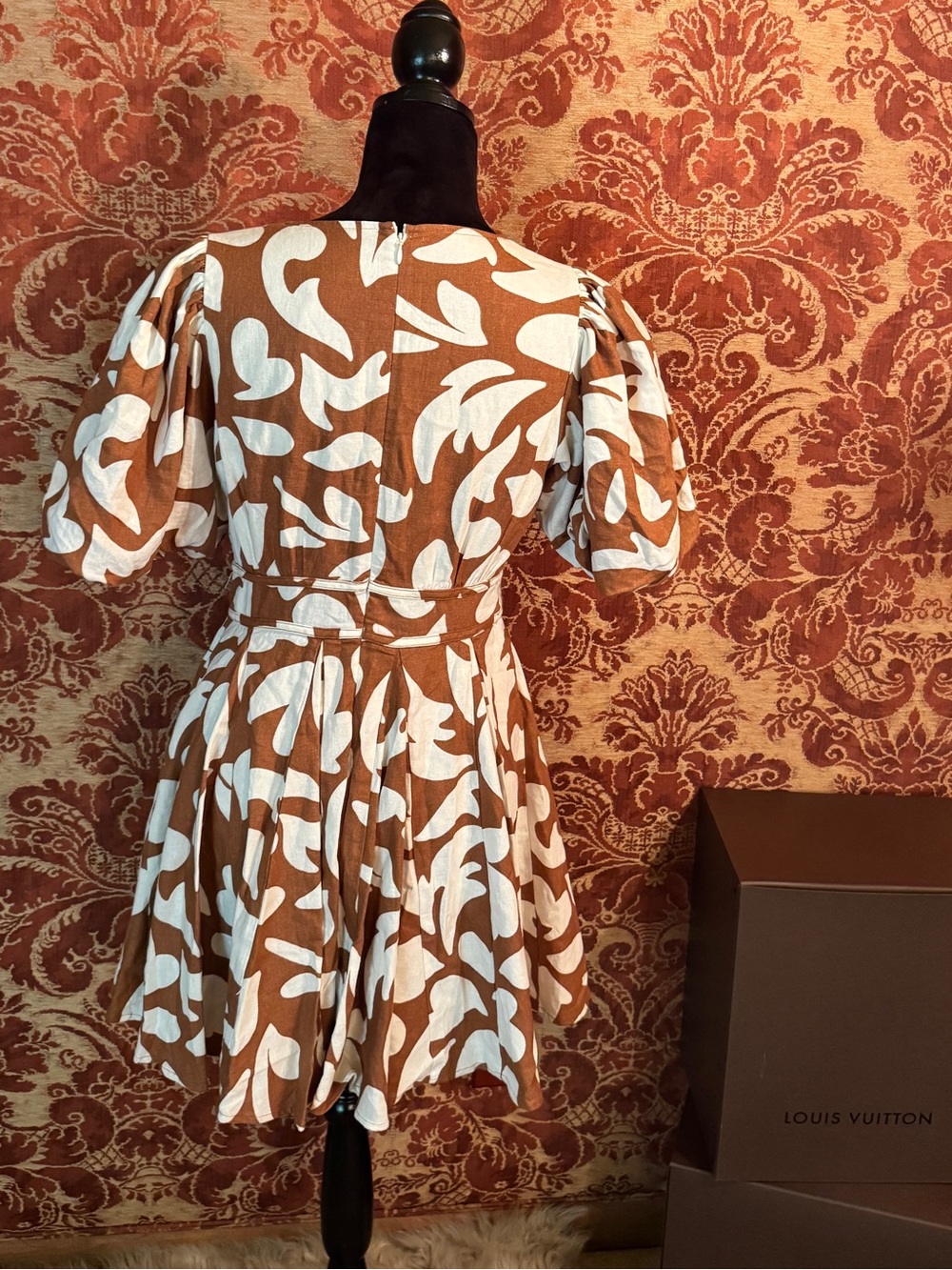 House of Harlow 1960 Brown and Cream Tie-Front Mini Dress - Picture 2 of 5